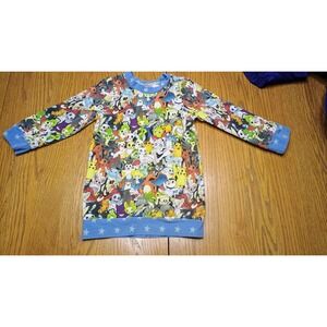 Kids Pokemon All Over Print‎ Long Sleeve Shirt Blue Star Cuffs handmade